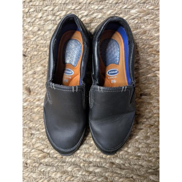 Dr Scholls Careers Shoes Womens 8 W Black Comfy Leather Slip-Ons w/Gel Cushion - Picture 5 of 8